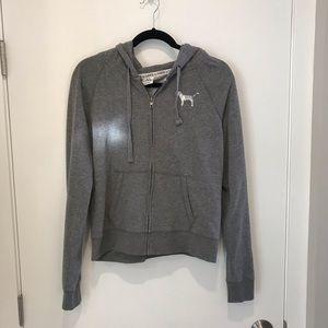 PINK Grey Zip Up Hoodie!